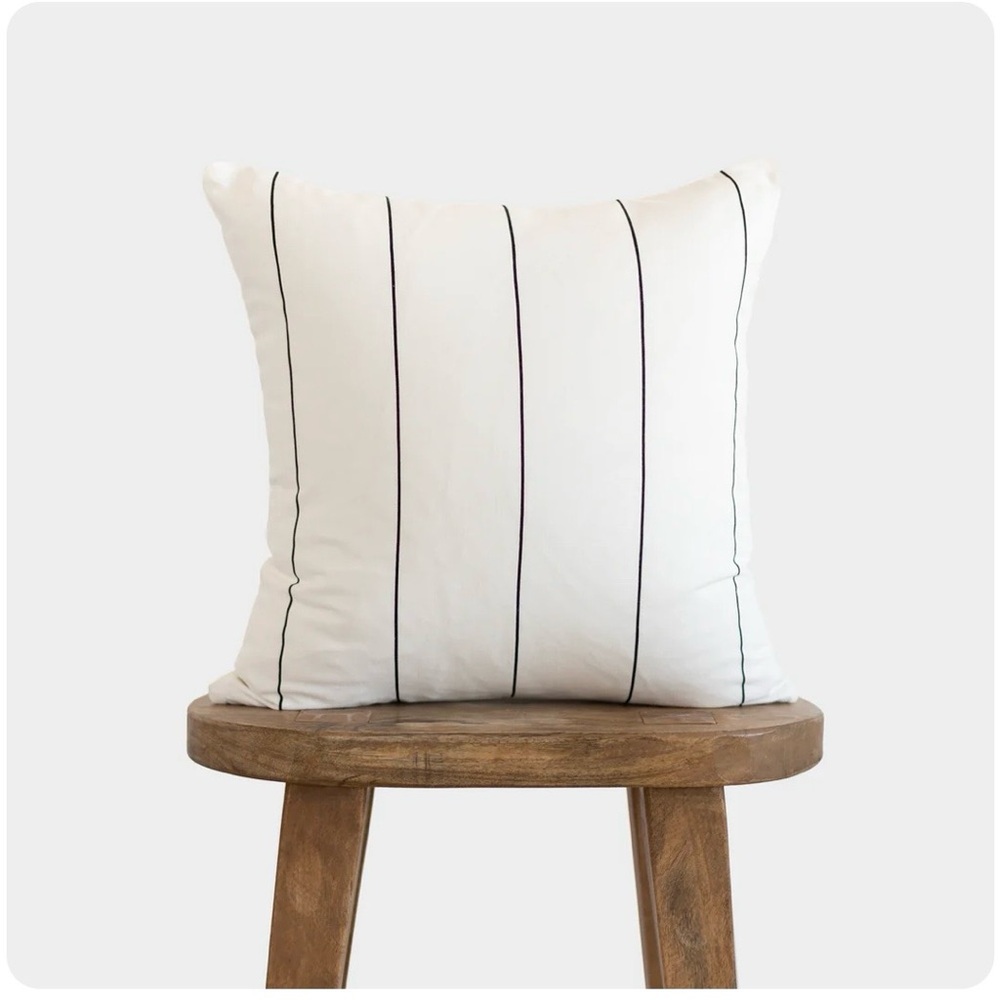2 White Pillow Covers with Black Stripes 22”